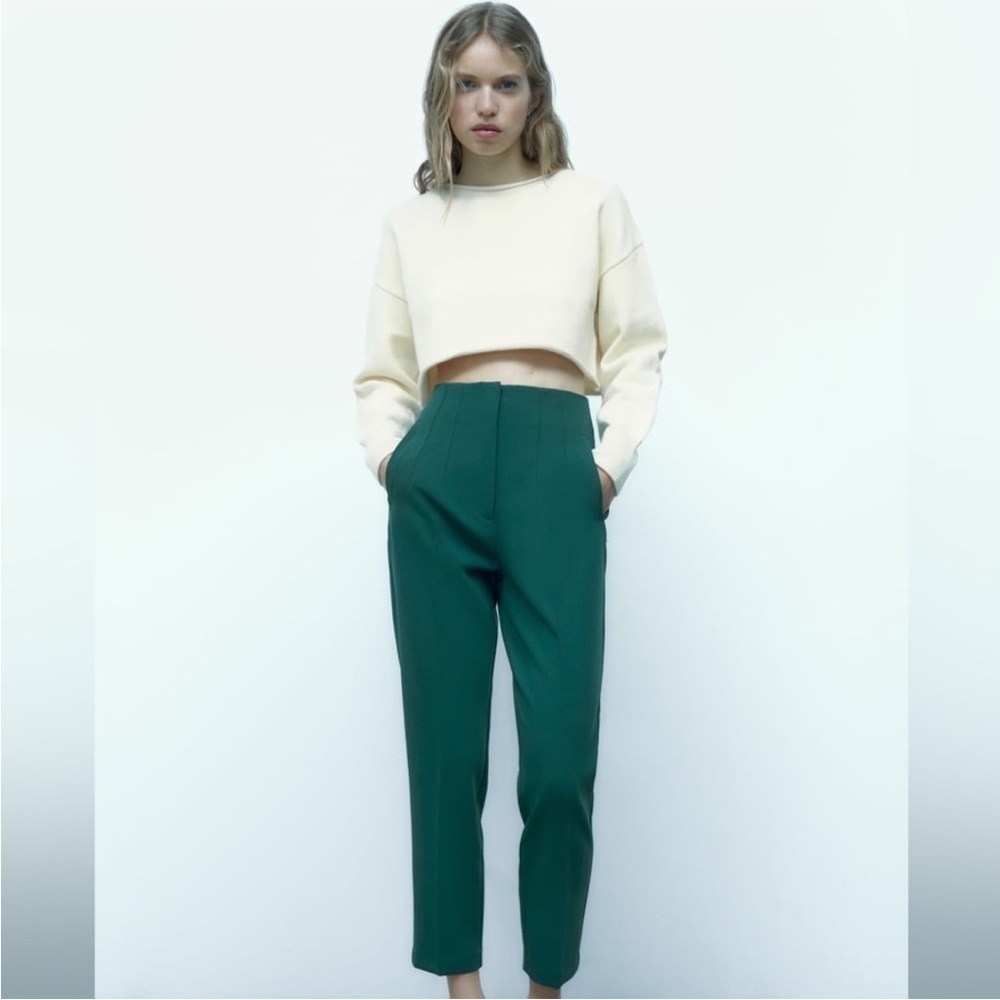 Zara Green high waist Women's Trousers size XS